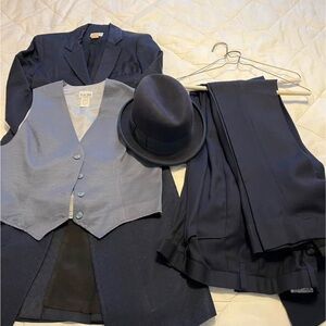 Stylish Navy saddle seat riding Suit Set with Hat and 2 pairs of riding pants.